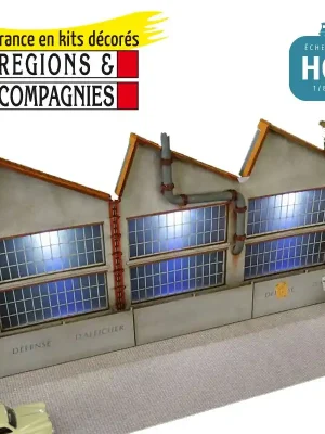 Hintergrund des Dekors mit Relief Dachfabrik Shed HO Régions et Compagnies FONZ08 | Geprüfte Qualität