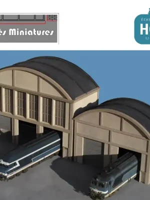 Atelier-Remise béton 3 voies faible profondeur HO | Aktion