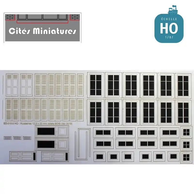Expresslieferung - Portes, fenêtres, volets bois maison de ville (x12) HO Cités miniatures ED-016b-HO