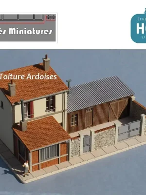 Bestseller - Maison de ville étroite R+1 ‘Menuiserie Lemaitre’ Toiture Ardoise HO Cités Miniatures BV-035-HO