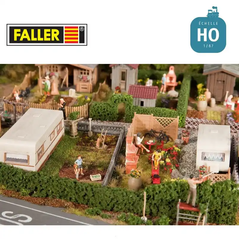 Begrenzte Stückzahl - Jardins ouvrier et caravane HO Faller 180495