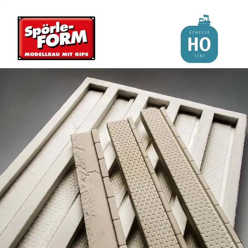 Moule 5 bordures de quai haut effet brique et béton HO Spörle 2215 - Sofort lieferbar