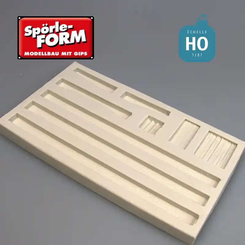 Moule 3 bordures de quai bas en brique avec accessoires HO Spörle 2236 | Vorteilspreis