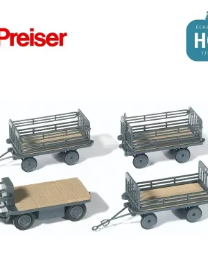 Deal | Tracteur électrique et 3 remorques HO Preiser 17126
