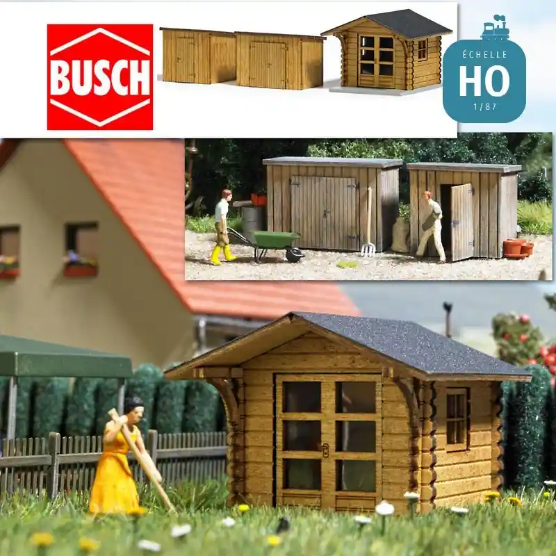 Abris de jardin + 2 remises HO Busch 1529 - Sparangebot