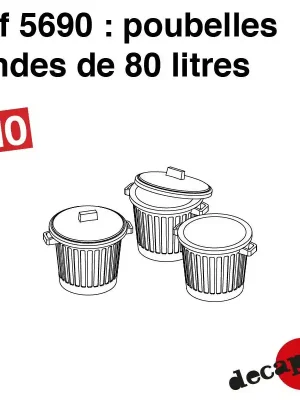 Begrenztes Angebot - Runde Abfallbehälter, 80 l, 8 Stück HO Decapod 5690