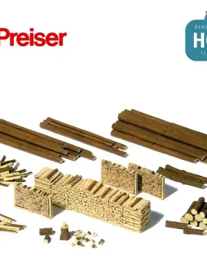 Ensemble de bois et troncs coupés HO Preiser 17609 | Hohe Qualität