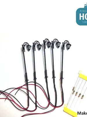 Nicht verpassen - Lampadaire simple HO style ancien à LED CMS blanc chaud (5 pièces)