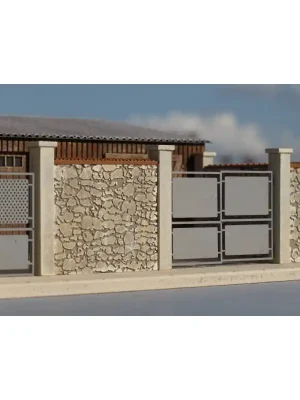 Mur d‘enceinte en pierres + 2 portails HO Cités Miniatures BV-035-4-HO | Neuheit