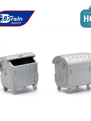Grandes poubelles à roues en acier galvanisé (2 pcs) HO 87Train 221079 | Neuheit