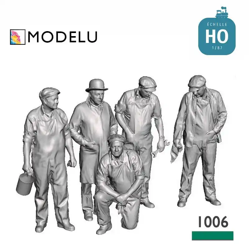 Günstig | Set de 5 figurines personnel Halle marchandises HO Modelu 1006-087