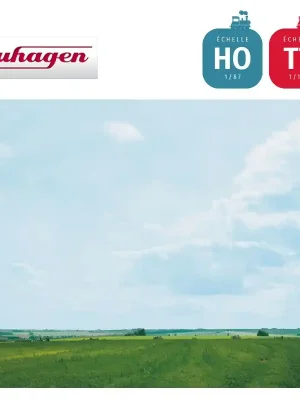 Fond de décor Döllnitztal paysage rural plat 291 cm (3 feuilles 97x68 cm) HO/TT Auhagen 42509 | Sparangebot