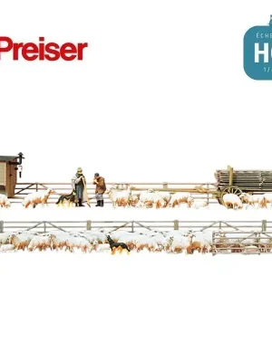 Topseller - Elevage de moutons 80 figurines et accessoires HO Preiser 13003