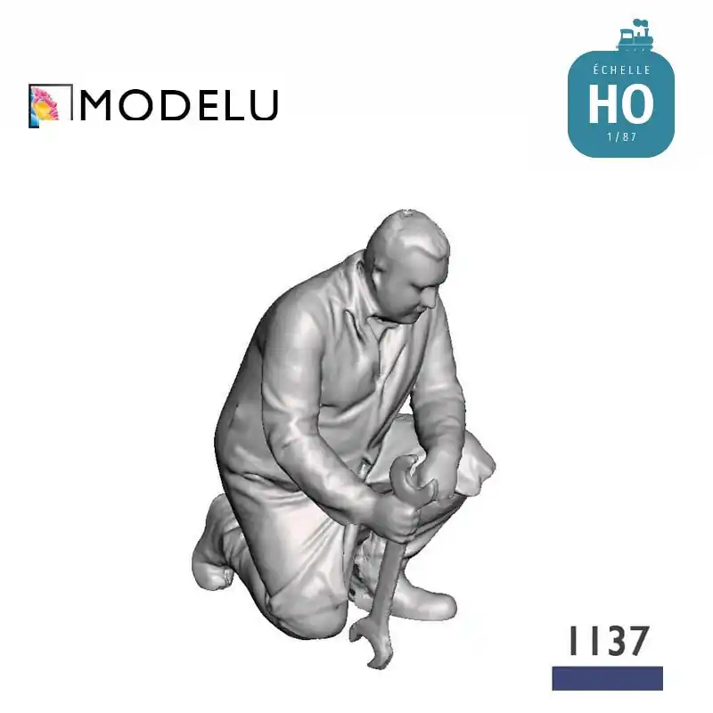 Mécanicien à genoux avec clef HO Modelu 1137-087 | Begrenzte Stückzahl