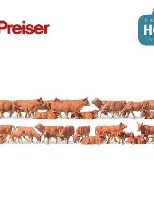 Versandbereit | Vaches marrons 30 pièces HO Preiser 14409