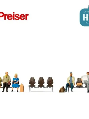 Mega-Angebot - 5 voyageurs et 3 rangs de sièges HO Preiser 10660