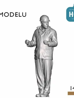 Agent de manoeuvre avec casque sur les marches HO Modelu 1481-087 - Premium