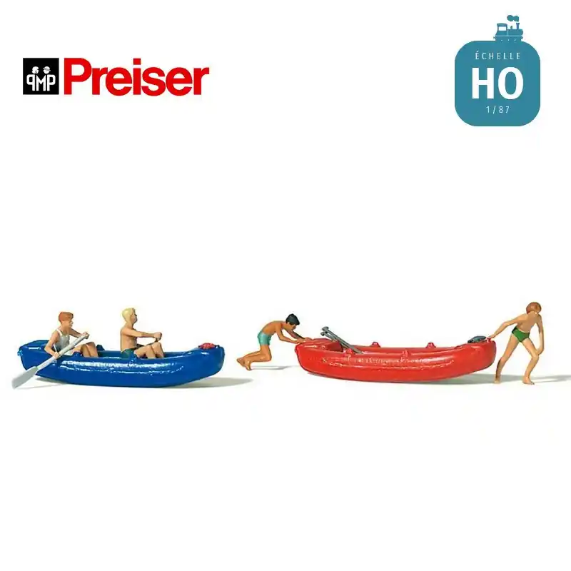 4 personnages en canots pneumatiques Preiser HO 10705 | Reduziert