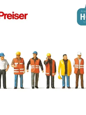 Nur wenige verfügbar - Ouvriers avec gilets de signalisation HO Preiser 10420