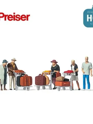 Voyageurs et chariots à bagages HO Preiser 10459 | Geprüfte Qualität
