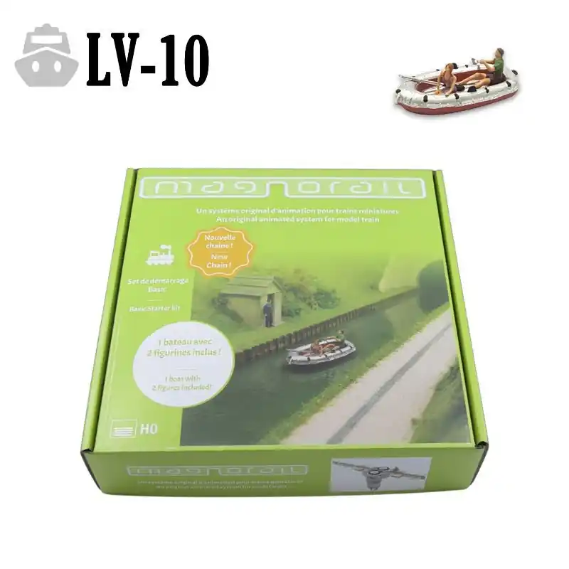 Bestellbar | Basic Starter Set Magnorail neue Kette + 1 Boot und 2 Figuren H0 LV-10