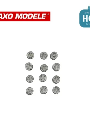Aktionspreis - Jantes avant et arrière camions moyen tonnage type disque 12 pcs HO Haxo Modèle HM47037