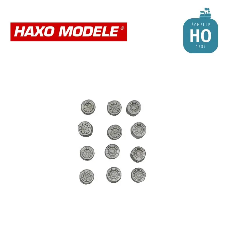 Aktionspreis - Jantes avant et arrière camions moyen tonnage type disque 12 pcs HO Haxo Modèle HM47037