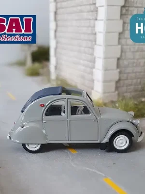 Kundenfavorit - Citroën 2 CV AZLP 1958, grise, capote ouverte bleu foncé et sièges bleu HO SAI 6011