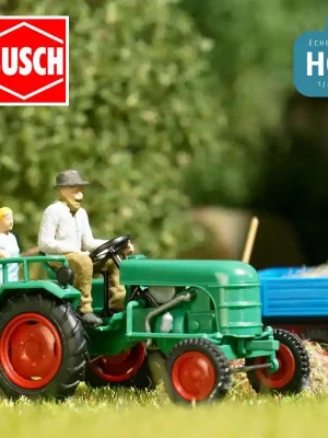 Einfache Rückgabe - Tracteur Kramer KL 11 avec agriculteur et enfant HO Busch 40072