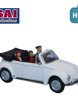 Volkswagen Coccinelle 1303 LS Cabriolet blanc avec conducteur et 2 passagers HO SAI 1691 | Sonderaktion