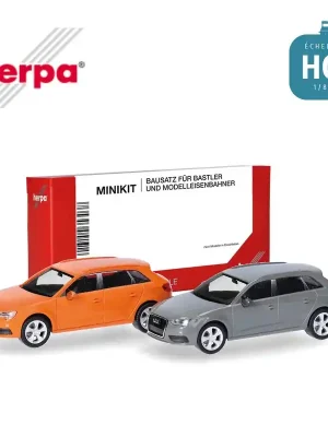 Wochenendangebot | Voiture Audi A3 Sportback 2012 2 pcs orange et gris foncé MiniKit HO Herpa 014090