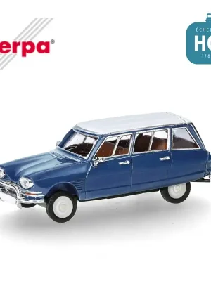 Voiture Citroën AMI 6 break bleu gentiane toit blanc HO Herpa 038959-002 - Endet bald