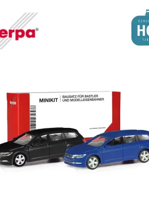 Brandneu | MiniKit Volkswagen Passat Variant noir et bleu ultramarin (2 pièces) HO Herpa 013772-003