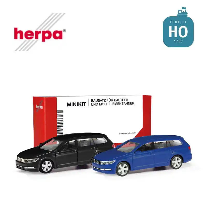 Brandneu | MiniKit Volkswagen Passat Variant noir et bleu ultramarin (2 pièces) HO Herpa 013772-003