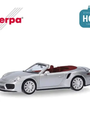 Voiture de sport Porsche 911 Turbo cabriolet argent dolomite HO Herpa 038928-003 - Neuzugang