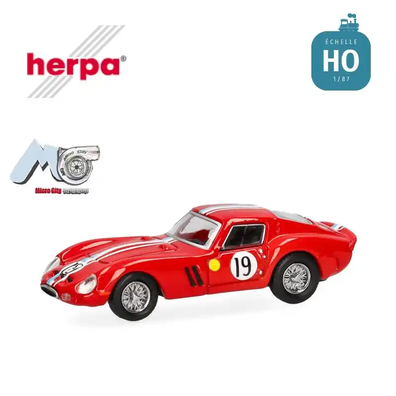 Voiture de course Ferrari 250 GTO "19" rouge MicroCity HO Herpa 87MC000062 - Nur solange der Vorrat reicht