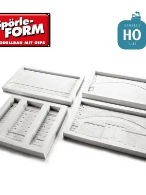 Gleich bestellen - Set de 4 moules viaduc et mur de soutènement en brique hauteur 72mm HO Spörle 4000