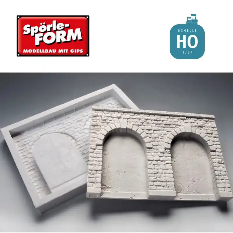 Moule mur de soutènement à 2 arcades hautes voûte crépie à l‘intérieur 140x100x14mm HO Spörle 6407 | Sofort kaufen