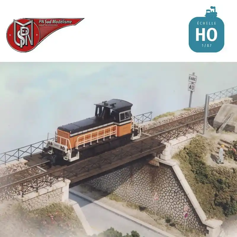 Bestseller | Einspurige gerade Widerlager-Stahlfachwerkbrücke H0 PN Sud Modélisme 8702
