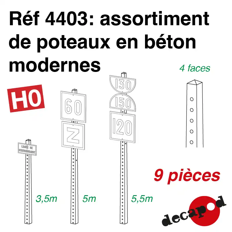 Assortiment de poteaux en béton modernes HO Decapod 4403 - Extra-Rabatt
