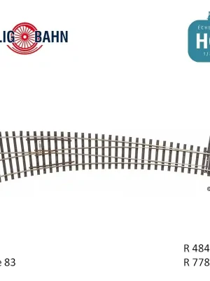 Werkspreis - Innenbogenweiche links 20,7°/32,7°, Herzstückwinkel 9° H0 Tillig 85314
