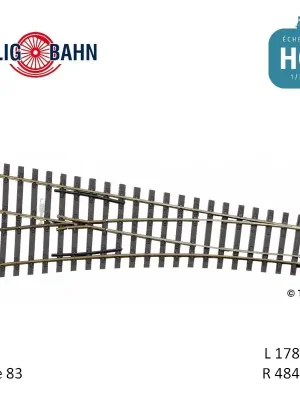 Weiche links, Herzstückwinkel 15°, Länge 178 mm H0 Tillig 85324 | Extra sparen