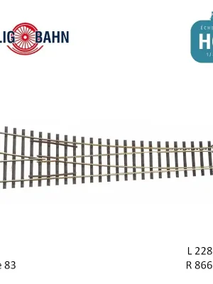 Weiche rechts, Herzstückwinkel 11°, Länge 228 mm H0 Tillig 85343 | Meistverkauft