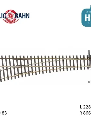Weiche links, Herzstückwinkel 11°, Länge 228 mm H0 Tillig 85344 | Begrenztes Angebot