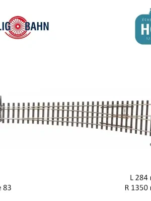 Weiche rechts, Herzstückwinkel 9°, Länge 284 mm H0 Tillig 85353 - Wochenendangebot
