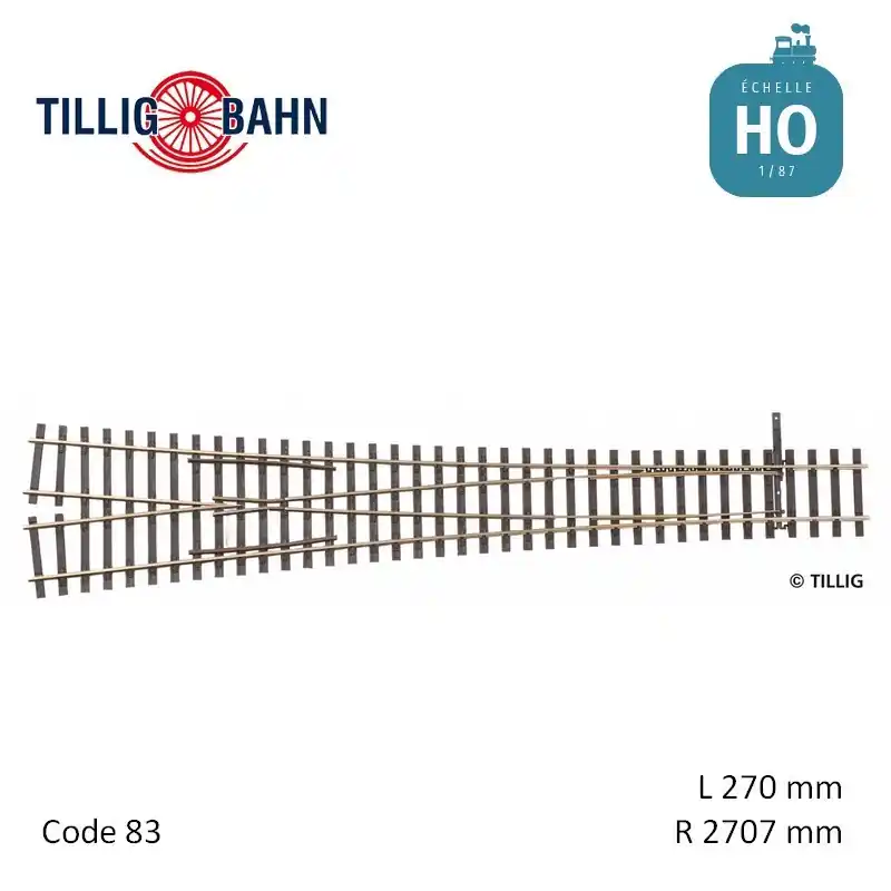 Außenbogenweiche, Herzstückwinkel 9° H0 Tillig 85383 - Sonderangebot