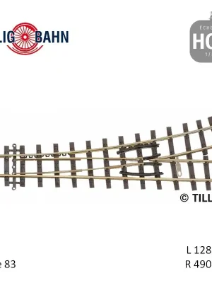Weiche links H0e 18°, Länge 128 mm H0e Tillig 85638 | Schnelle Lieferung
