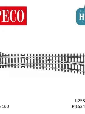 Aiguillage long à droite Streamline Insulfrog R1524mm 12° code 100 HO Peco SL-88 | Verfügbar