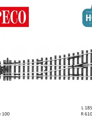 Aiguillage court à gauche Streamline Insulfrog R610mm 12° code 100 HO Peco SL-92 | Versandbereit