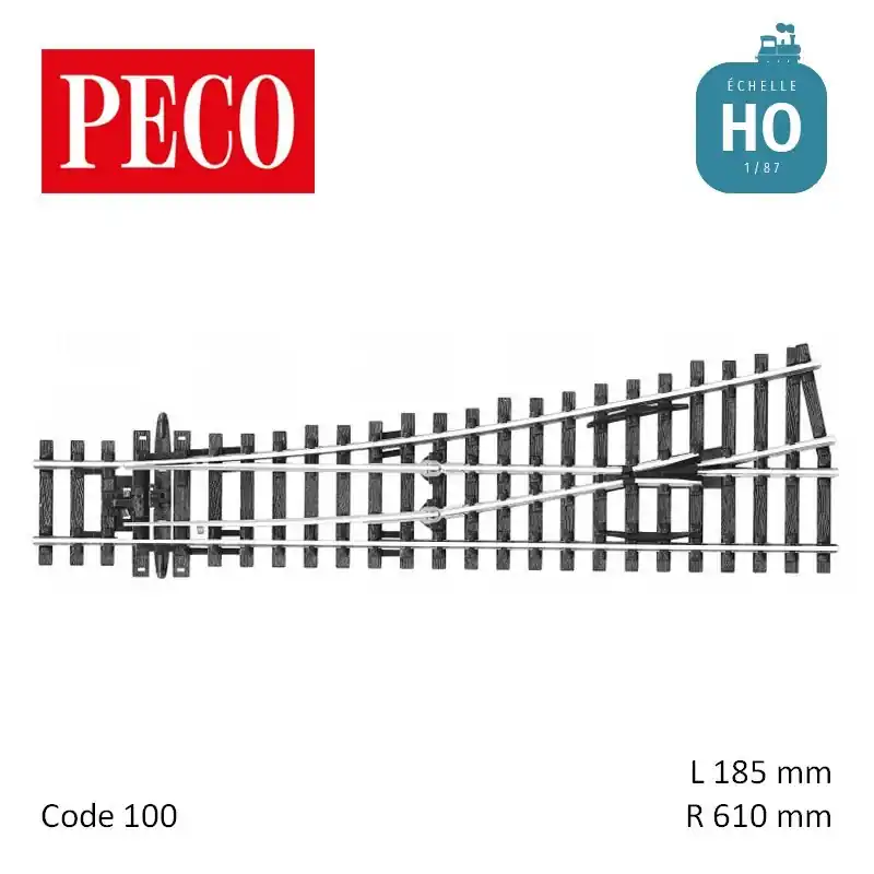 Aiguillage court à gauche Streamline Insulfrog R610mm 12° code 100 HO Peco SL-92 | Versandbereit